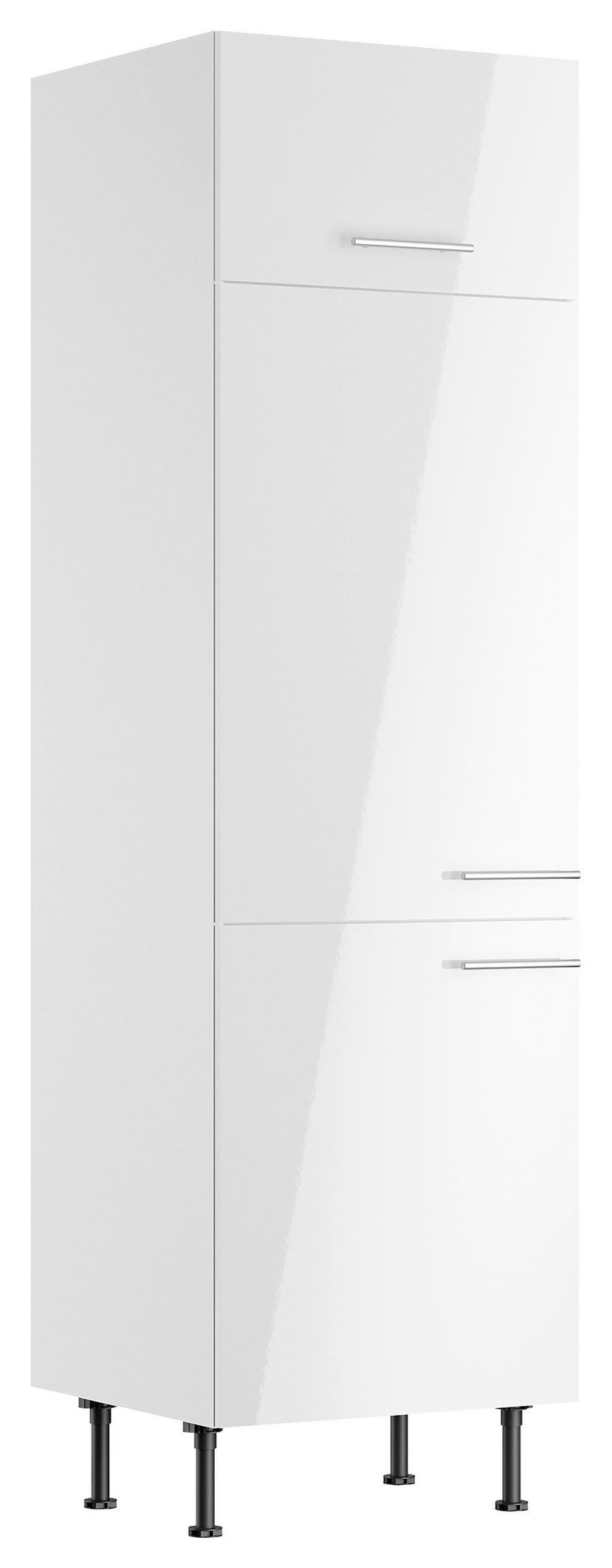 GERÄTEUMBAUSCHRANK 60/211,8/58,1 cm  in Weiß, Weiß Hochglanz  - Edelstahlfarben/Weiß Hochglanz, Basics, Holzwerkstoff/Metall (60/211,8/58,1cm) - Optifit