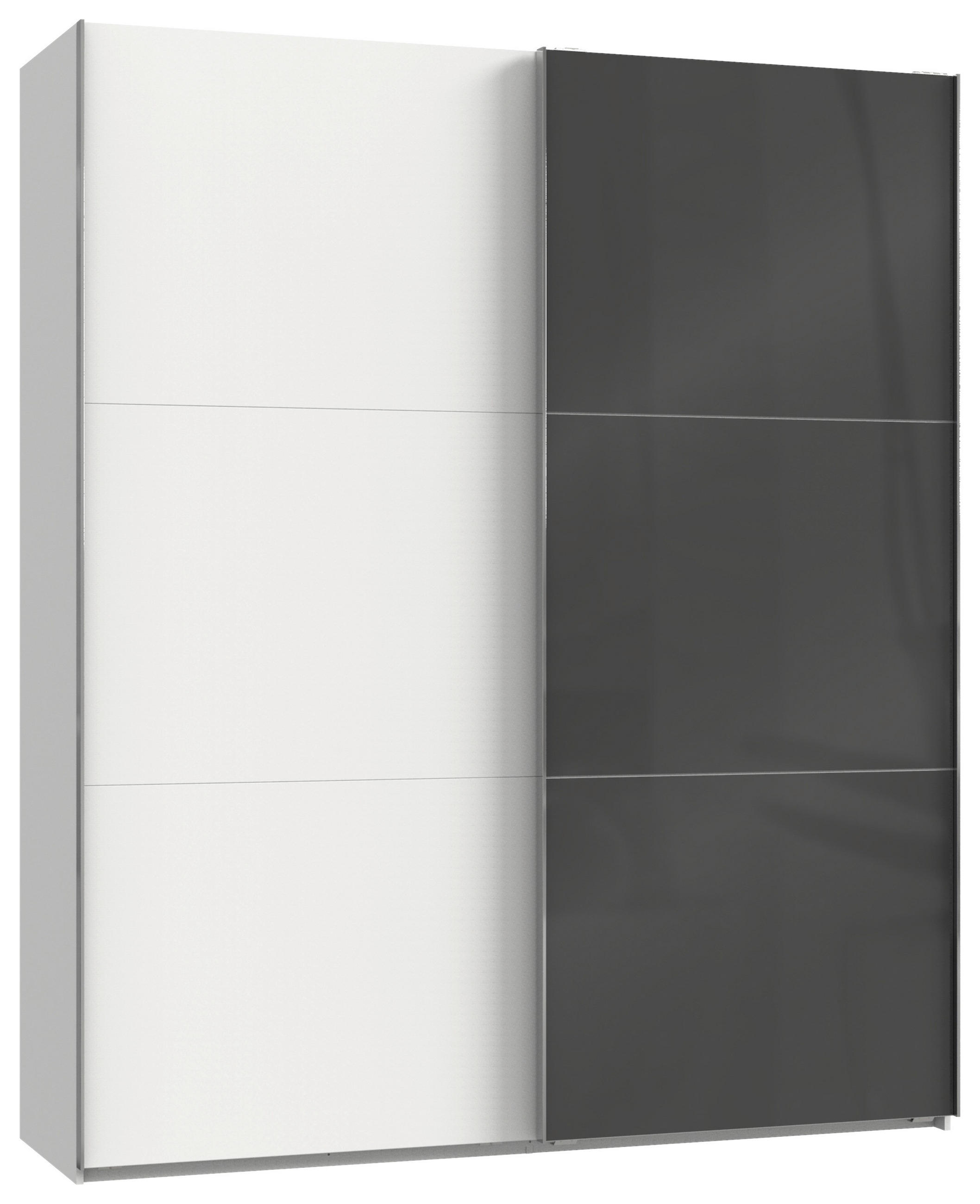 SCHWEBETÜRENSCHRANK  in Grau, Weiß  - Chromfarben/Weiß, MODERN, Glas/Holzwerkstoff (200/236/65cm) - MID.YOU
