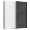 SCHWEBETÜRENSCHRANK in Grau, Weiss  - Chromfarben/Weiss, Modern, Glas/Holzwerkstoff (200/236/65cm) - MID.YOU