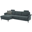 ECKSOFA  in Chenille, Flachgewebe Blau  175/316 cm  - Blau/Schwarz, Design, Textil/Metall (175/316cm) - Dieter Knoll