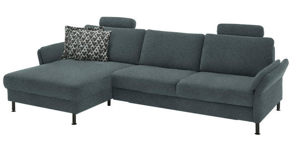 ECKSOFA  in Chenille, Flachgewebe Blau  175/316 cm  - Blau/Schwarz, Design, Textil/Metall (175/316cm) - Dieter Knoll