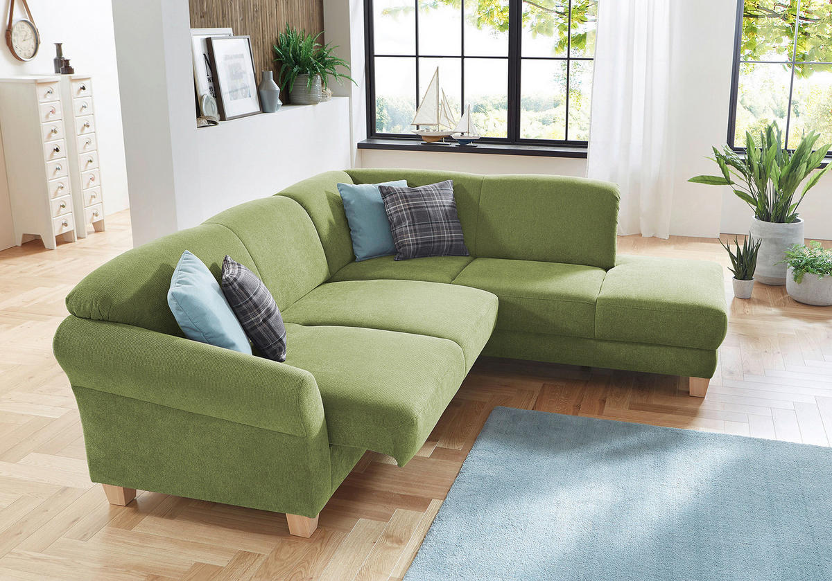 ECKSOFA in Flachgewebe Grün  - Naturfarben/Grün, Konventionell, Holz/Textil (257/212cm) - Sit & More