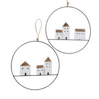 DEKORATIONSHÄNGE - vit/brun, Design, metall/trä (28/2/28cm)