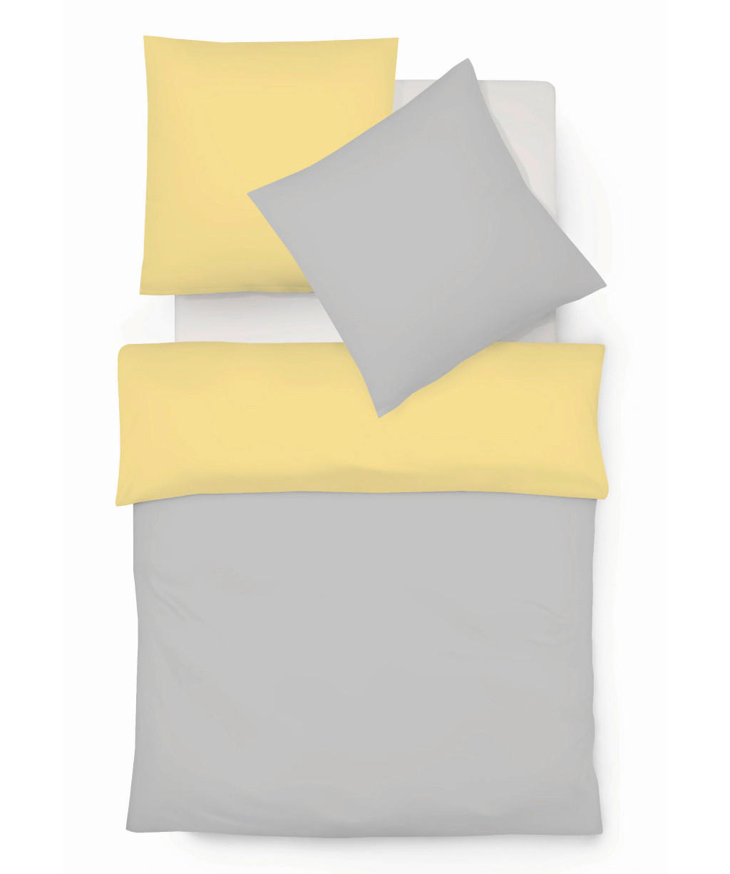BETTWÄSCHE Provence Wende Leinenoptik 155/220 cm  - Gelb/Grau, Basics, Textil (155/220cm) - Fleuresse
