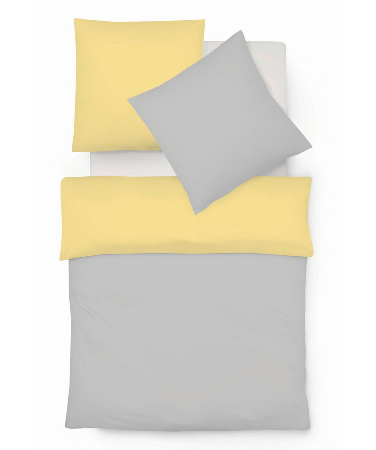 BETTWÄSCHE Provence Wende Leinenoptik 155/220 cm  - Gelb/Grau, Basics, Textil (155/220cm) - Fleuresse