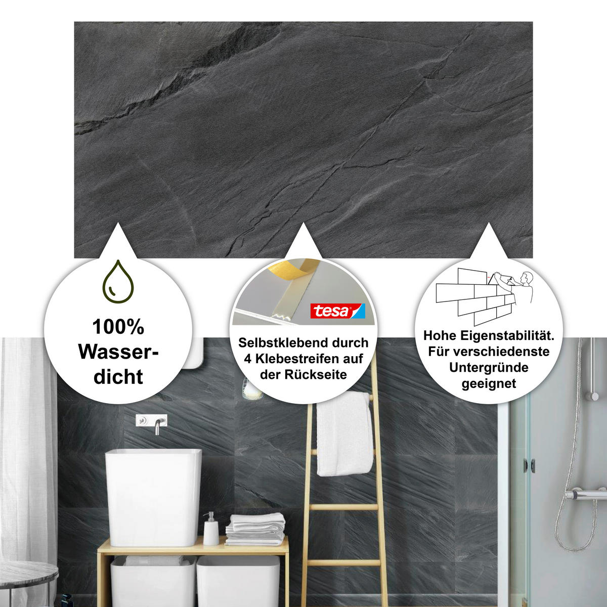 WANDPANEEL Baridecor Aqua Anthrazit  - Anthrazit, Design, Kunststoff (60/30/0,4cm)