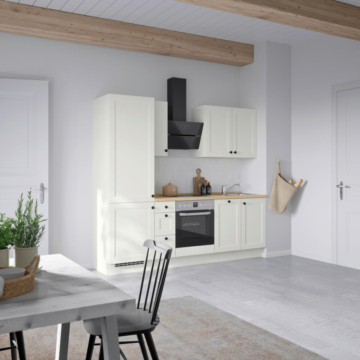 KÜCHENBLOCK Cascada 240 cm  in Weiß, Eichefarben  - Eichefarben/Schwarz, MODERN, Holzwerkstoff/Metall (240cm) - Nobilia