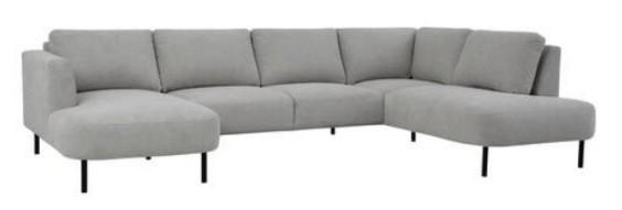 SOFFA i chenille greige  - greige/svart, Klassisk, metall/trä (327/206cm) - Best Price