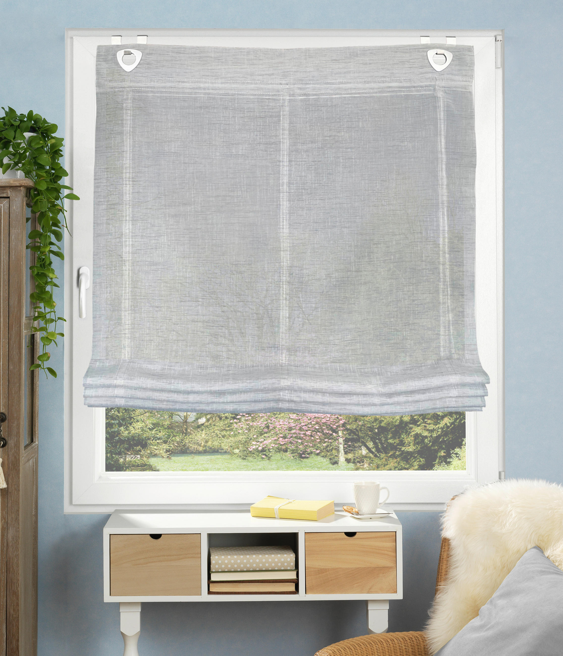 RAFFROLLO  halbtransparent  60/130 cm    - Hellgrau, Basics, Textil (60/130cm)