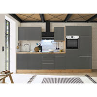 MODULKÖK 340 cm   i antracit, grå, ek Artisan  - aluminiumfärg/ek Artisan, Lifestyle, trämaterial/plast (340cm) - Respekta