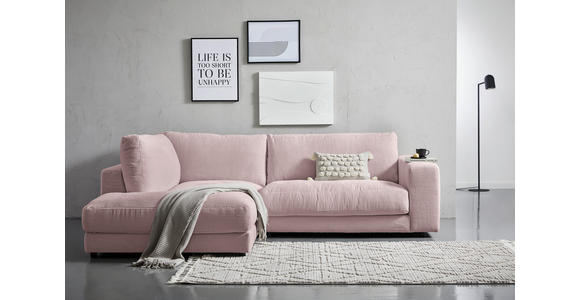 ECKSOFA Rosa Cord  - Schwarz/Rosa, Design, Kunststoff/Textil (224/265cm) - Hom`in