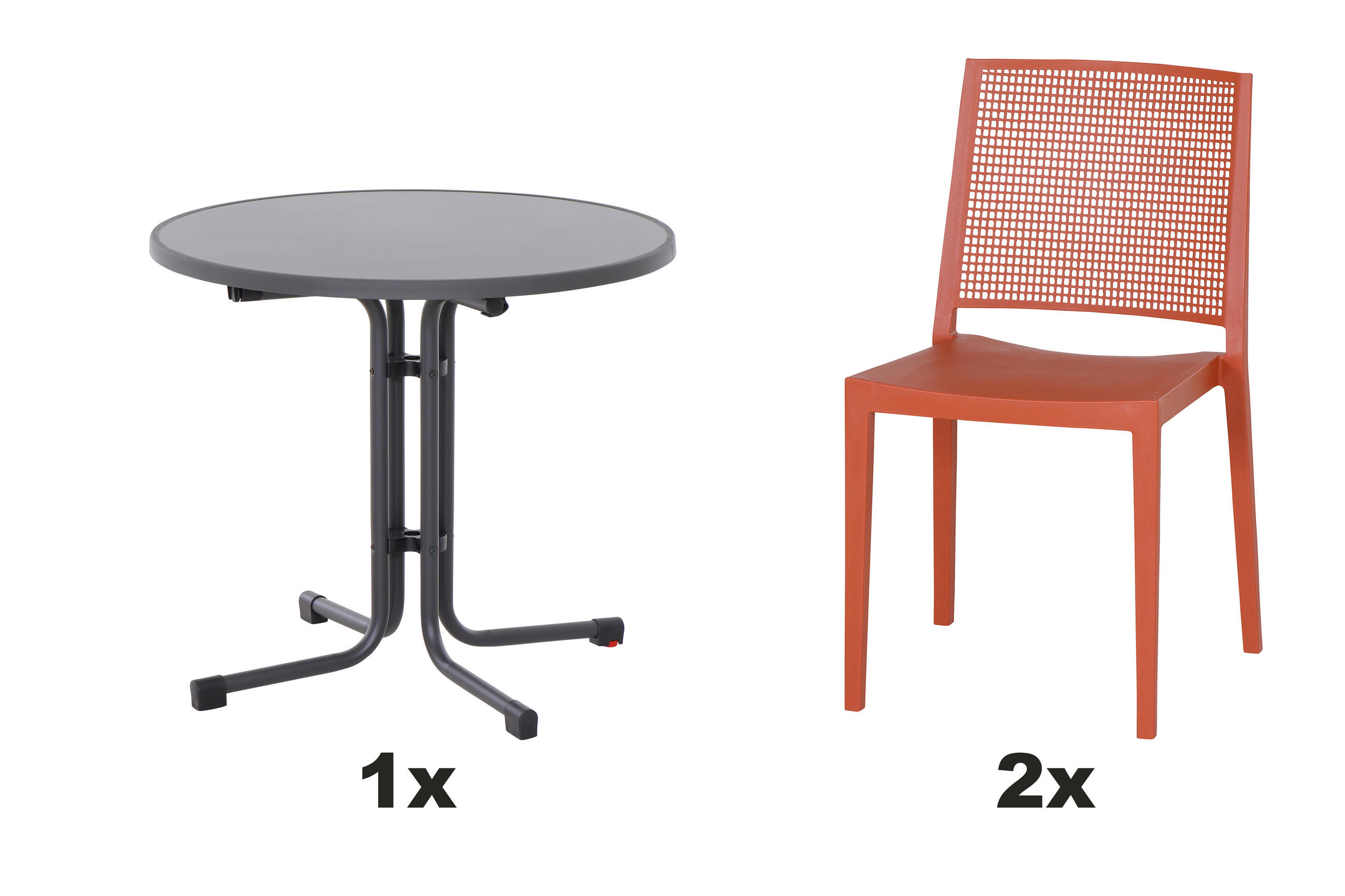 GARTENGARNITUR 3-teilig  - Rot, Basics, Holzwerkstoff/Kunststoff (80/80/80cm) - Siena Garden
