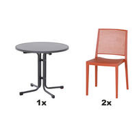 GARTENGARNITUR 3-teilig  - Rot, Basics, Holzwerkstoff/Kunststoff (80/80/80cm) - Siena Garden