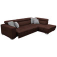 ECKSOFA in Chenille Rotbraun  - Chromfarben/Rotbraun, Design, Textil (301/207cm) - Xora