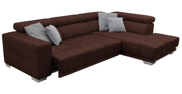 ECKSOFA in Chenille Rotbraun  - Chromfarben/Rotbraun, Design, Textil (301/207cm) - Xora