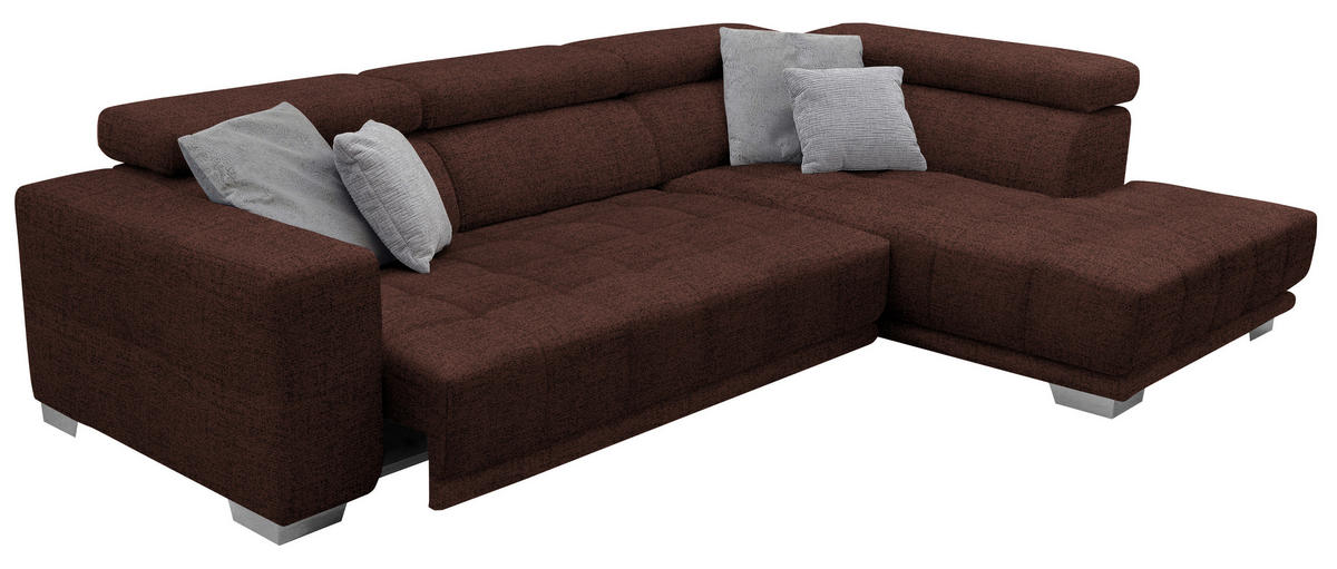 ECKSOFA in Chenille Rotbraun  - Chromfarben/Rotbraun, Design, Textil (301/207cm) - Xora