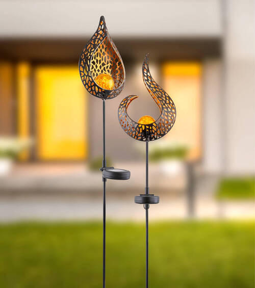 SOLARLEUCHTE 16,5/6,5/90 cm   - Gelb/Goldfarben, Design, Glas/Metall (16,5/6,5/90cm) - Globo