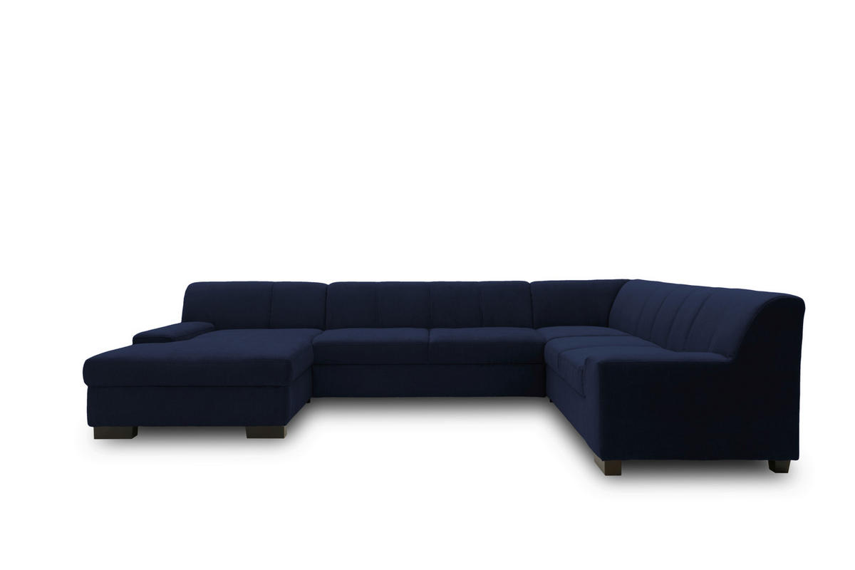 WOHNLANDSCHAFT  in Webstoff Blau  - Wengefarben/Blau, Design, Holz/Textil (153/328/212cm) - MID.YOU