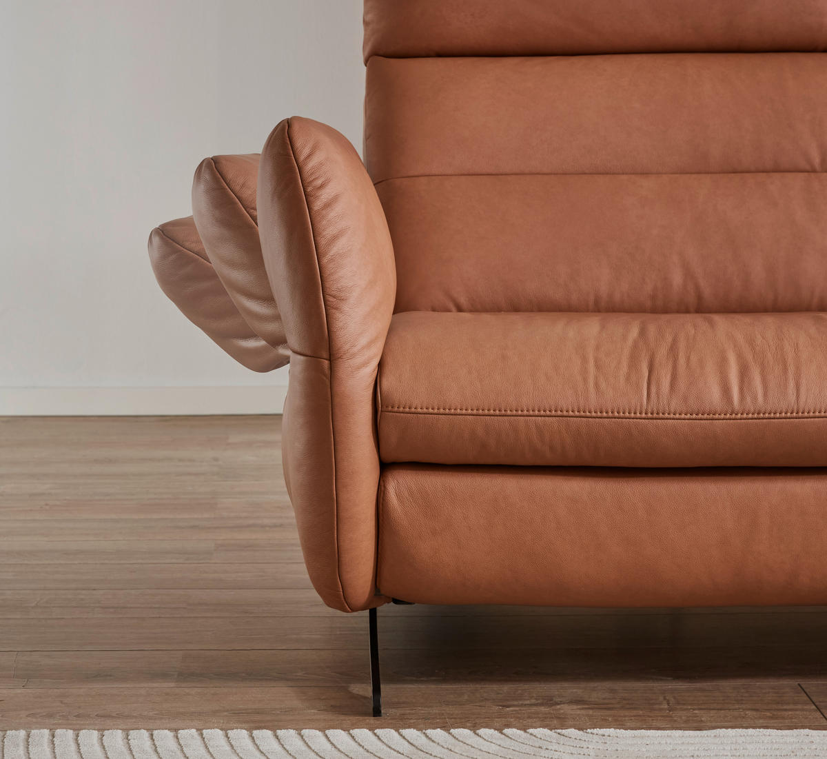 ROHOVÁ SEDACIA SÚPRAVA, koža, farba lieskového orecha - čierna/farba lieskového orecha, Design, kov/koža (157/300cm) - Dieter Knoll