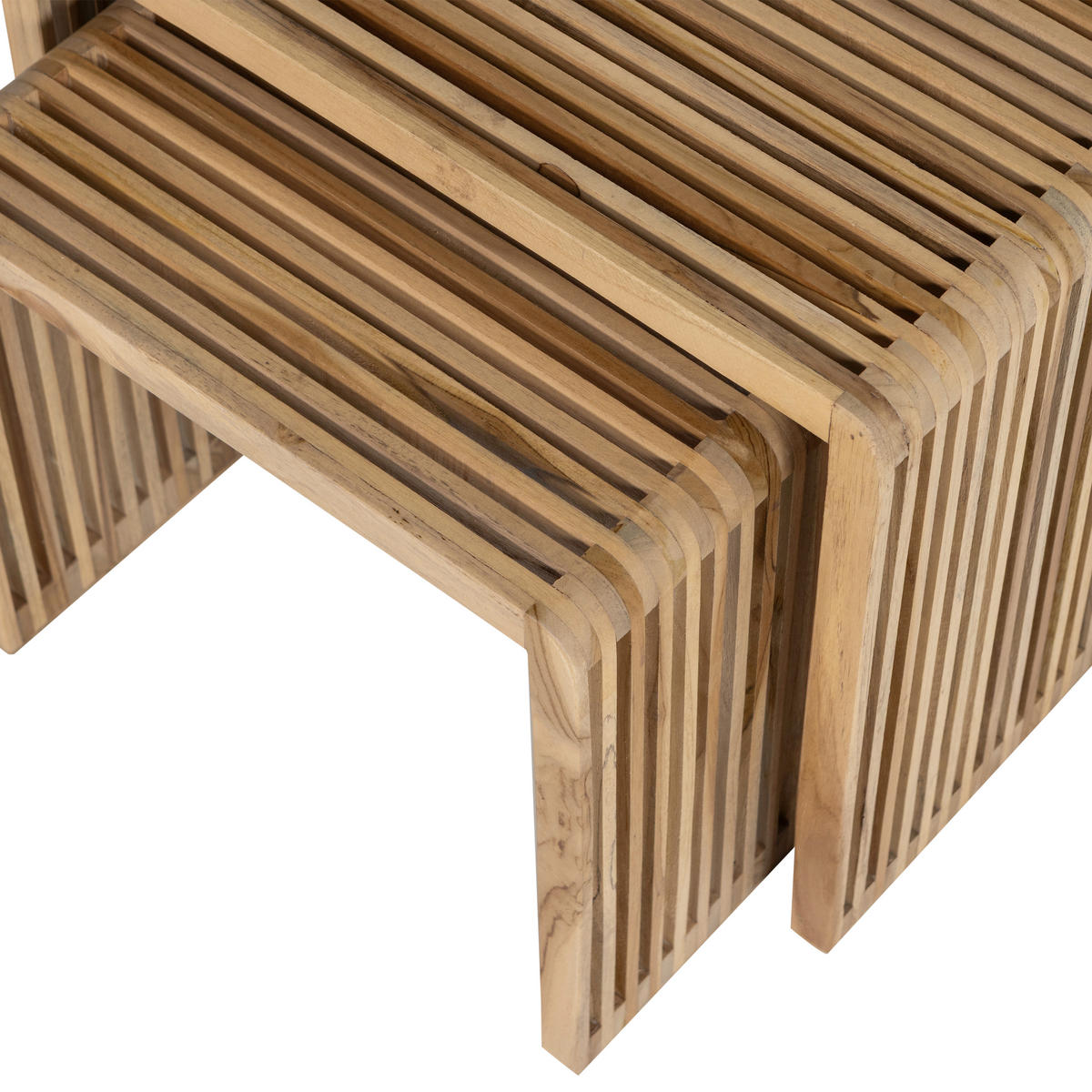 BEISTELLTISCHSET Jasmijn Teakholz Hartholz rechteckig Naturfarben  - Naturfarben, Design, Holz (50-40/41-36/45-40cm) - Livetastic