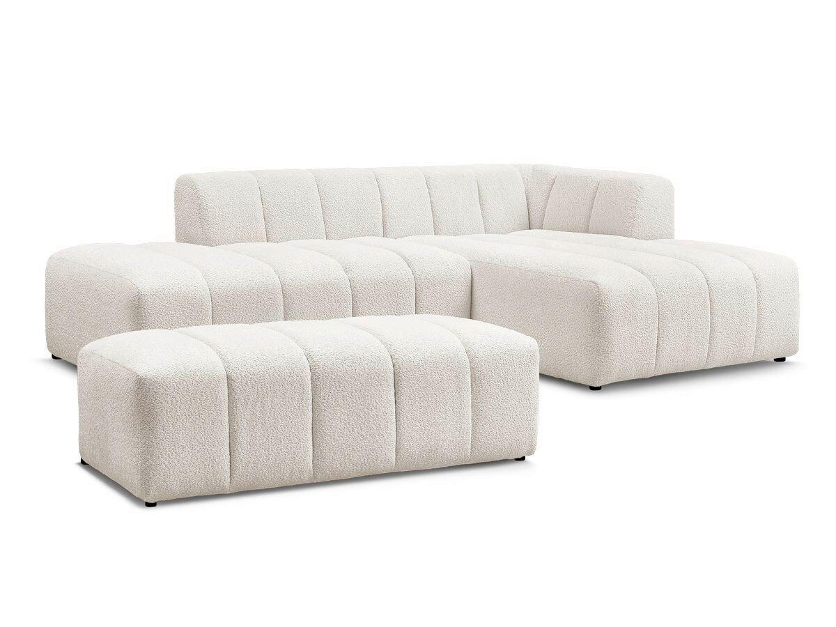 ECKSOFA  ANNECY Weiß Bouclé  - Schwarz/Weiß, MODERN, Kunststoff/Textil (262/170cm)