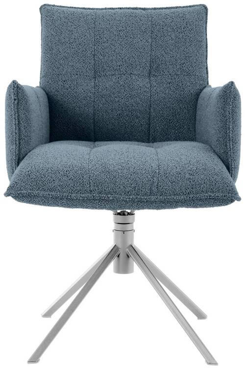 ARMLEHNSTUHL  in Flachgewebe  - Blau/Edelstahlfarben, Design, Textil/Metall (55/85/65cm) - Valnatura