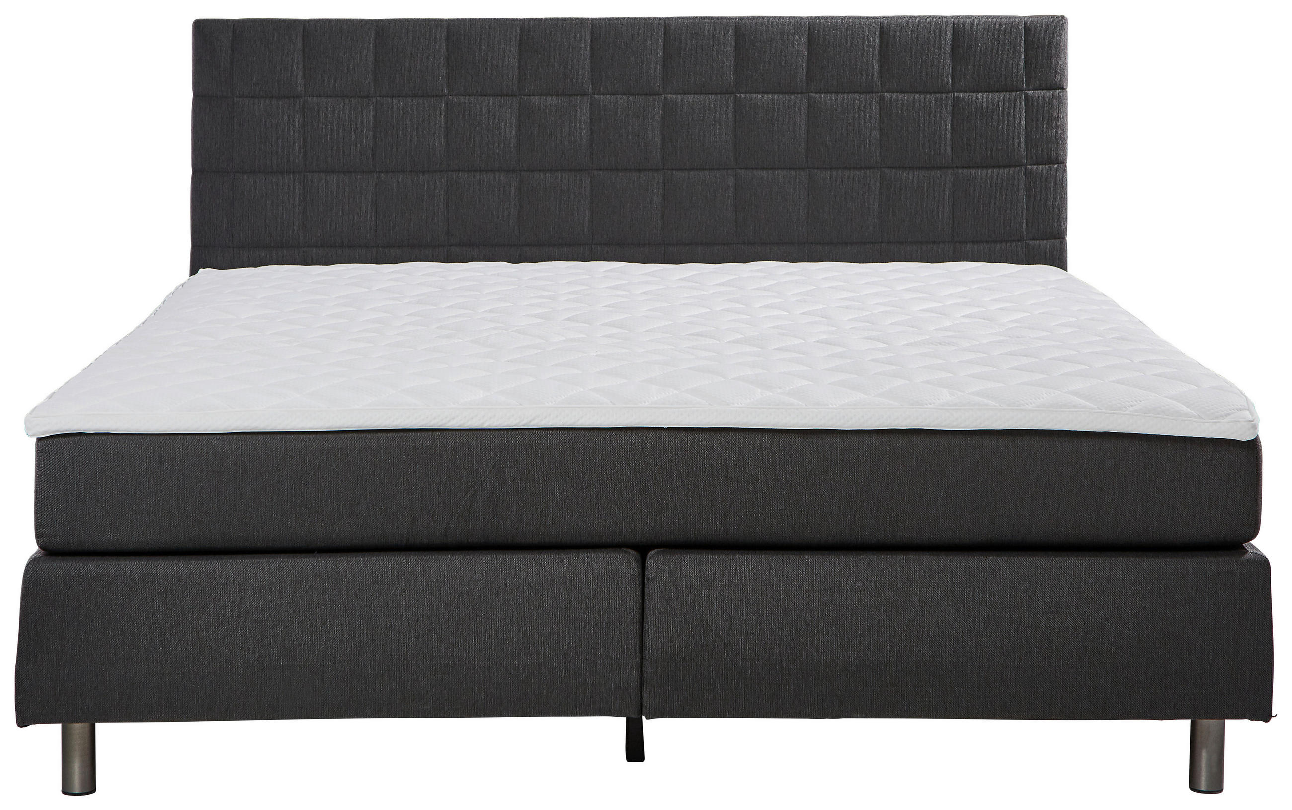 BOXSPRINGBETT 120/200 cm  in Anthrazit  - Anthrazit/Alufarben, KONVENTIONELL, Textil/Metall (120/200cm) - Carryhome