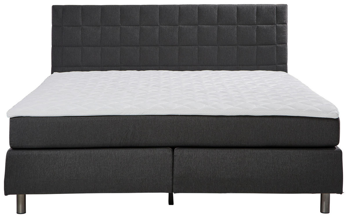 BOXSPRINGBETT 120/200 cm  in Anthrazit  - Anthrazit/Alufarben, Konventionell, Textil/Metall (120/200cm) - Carryhome