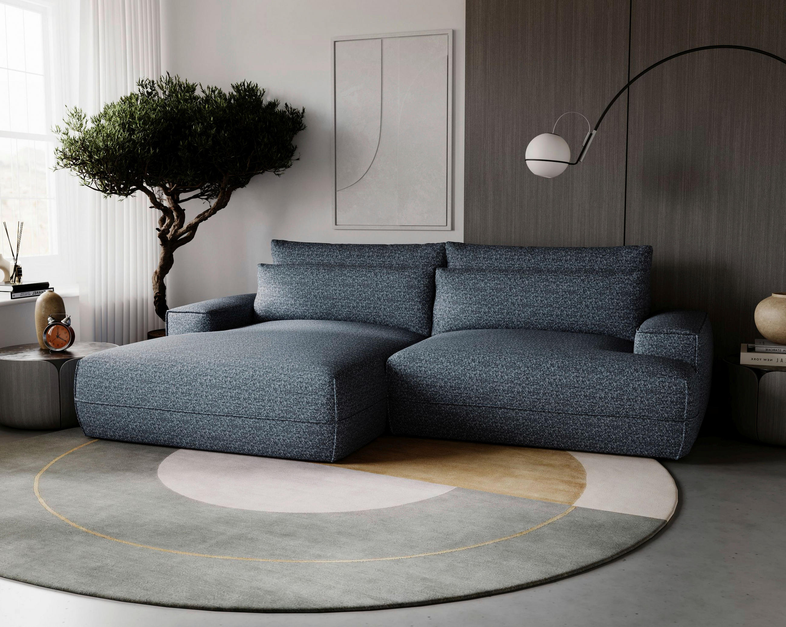 ECKSOFA in Struktur Blau  - Blau/Schwarz, Design, Kunststoff/Textil (156/272cm) - Livetastic