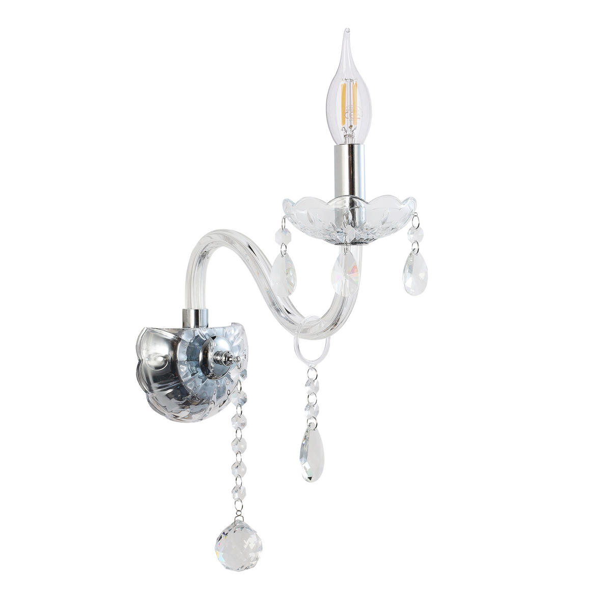 WANDLEUCHTE Cristallo 12/25/37 cm   - Transparent, KONVENTIONELL, Metall (12/25/37cm)