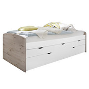 VÝSUVNÁ POSTEL - bílá/barvy dubu, Design, kompozitní dřevo (90/200cm) - Carryhome