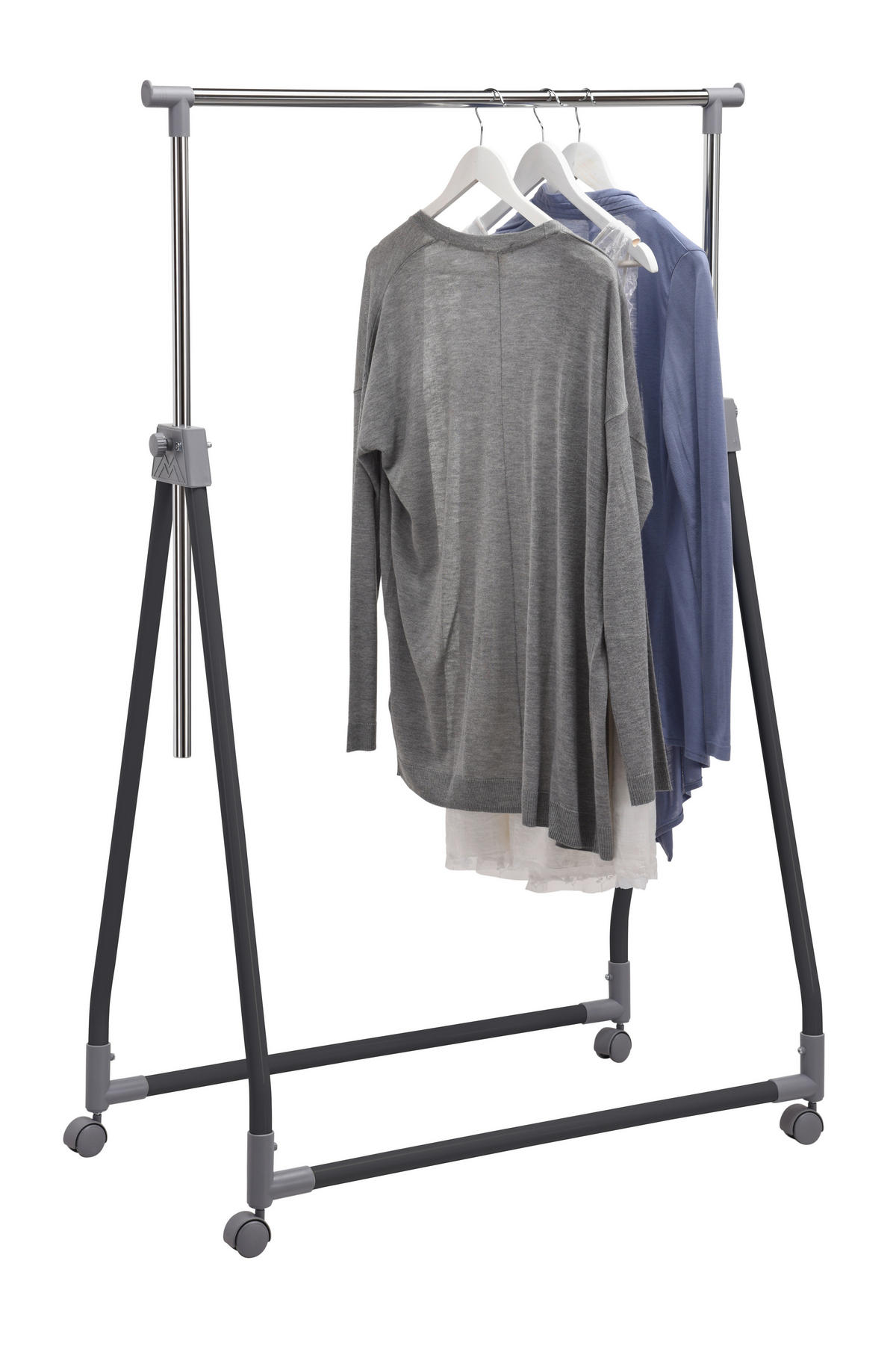 GURULÓS RUHAÁLLVÁNY fekete, krómszínű 92/99/167/48 cm   - krómszínű/fekete, Basics, műanyag/fém (92/99/167/48cm) - Boxxx