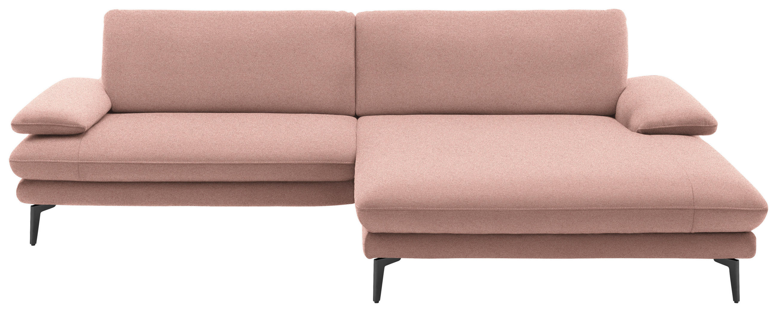 ECKSOFA in Webstoff Rosa  - Schwarz/Rosa, Design, Textil/Metall (284/184cm) - Dieter Knoll