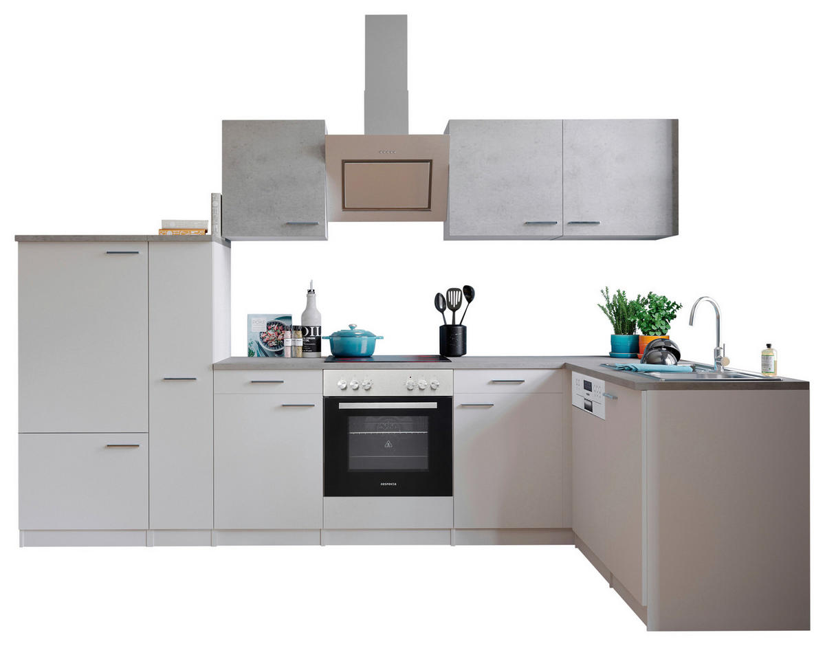 HÖRNKÖK 310/172 cm  i grå, vit  - stålfärgad/vit, Basics, metall/trämaterial (310/172cm) - Respekta