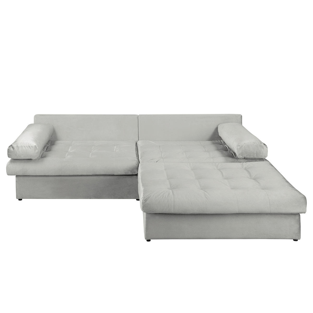 ECKSOFA Velours Hellgrau  - Hellgrau/Schwarz, Design, Kunststoff/Textil (284/243cm) - P & B