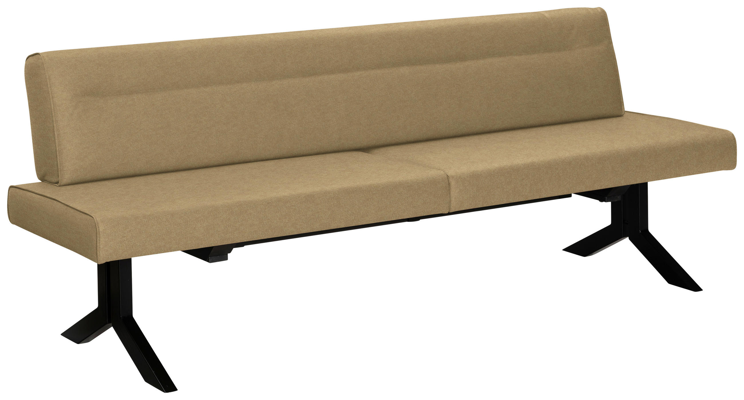 SITZBANK 220/87/70 cm Lederlook (vegan) Olivgrün Metall  - Schwarz/Olivgrün, KONVENTIONELL, Textil/Metall (220/87/70cm) - Moderano