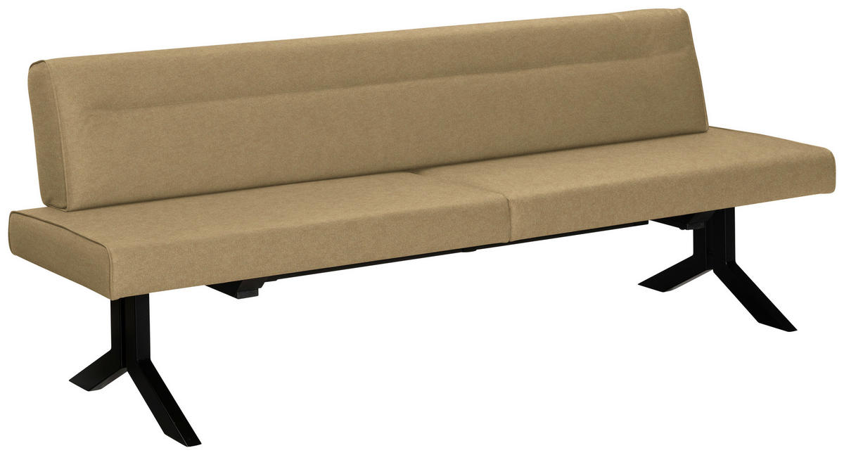 SITZBANK 220/87/70 cm Lederlook (vegan) Olivgrün Metall  - Schwarz/Olivgrün, KONVENTIONELL, Textil/Metall (220/87/70cm) - Moderano