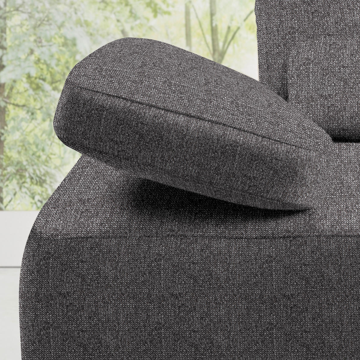 ECKSOFA in Flachgewebe Grau  314/176 cm  - Schwarz/Grau, Natur, Holz/Textil (314/176cm) - Valnatura