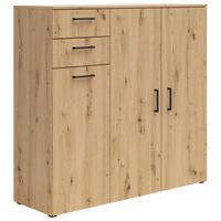 KOMODA, dub artisan, 120/115/40 cm - černá/antracitová, Moderní, kompozitní dřevo/plast (120/115/40cm) - Carryhome