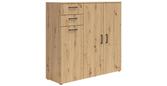 KOMMODE 120/115/40 cm in Eiche Artisan - Anthrazit/Schwarz, MODERN, Holzwerkstoff/Kunststoff (120/115/40cm) - Carryhome