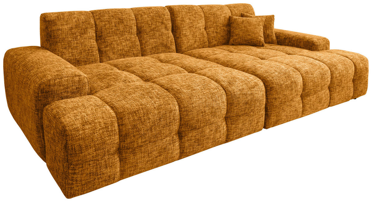 BIGSOFA in Struktur Goldfarben  - Goldfarben/Schwarz, MODERN, Kunststoff/Textil (304/87/155cm) - Livetastic