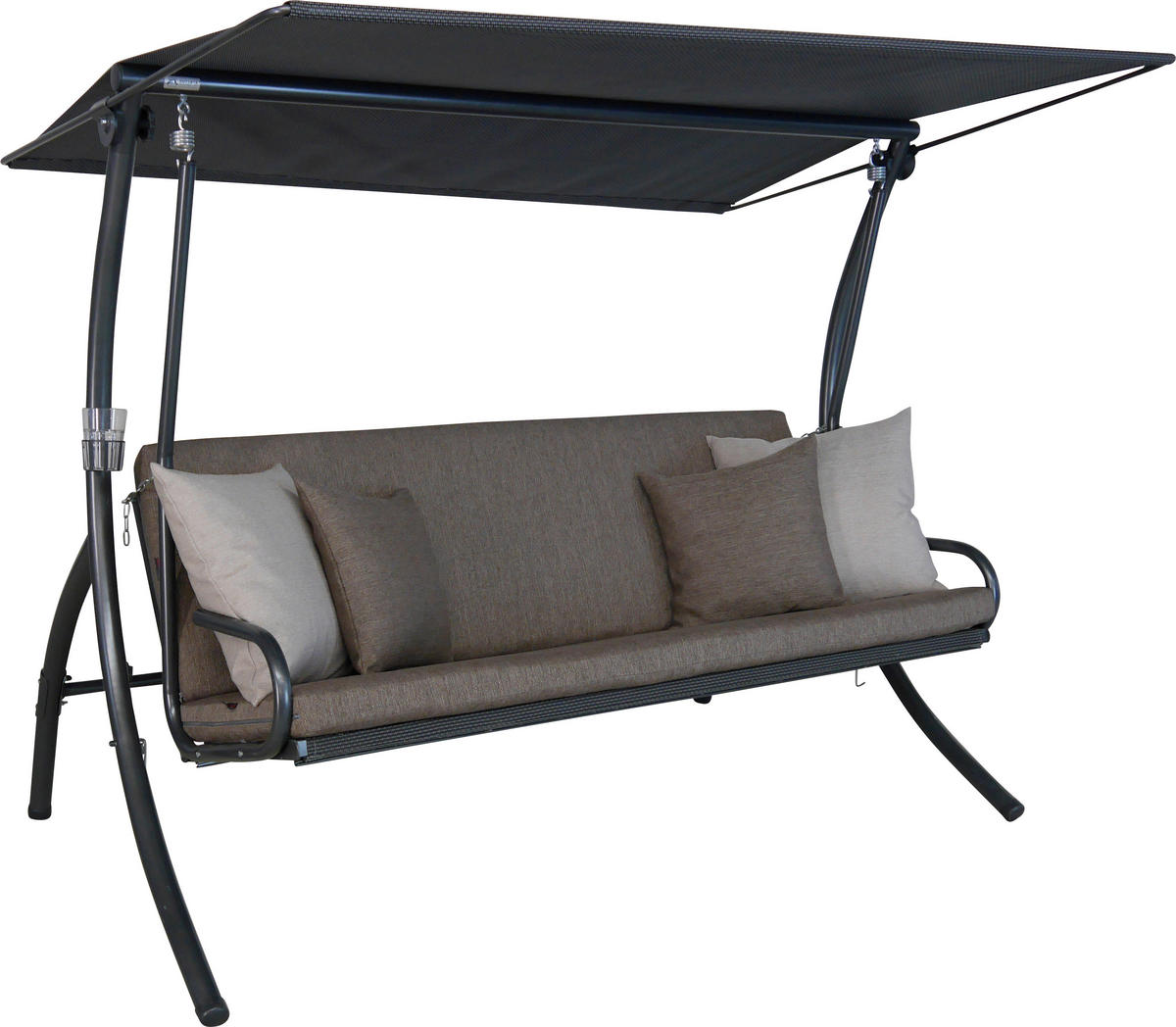 HOLLYWOODSCHAUKEL 210/160/145 cm Grau, Taupe, Olivgrün  - Taupe/Dunkelgrau, Basics, Textil/Metall (210/160/145cm) - Boxxx