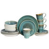 KOMBISERVICE Caldera Grün 16-teilig  - Weiß/Grün, Basics, Keramik - Creatable
