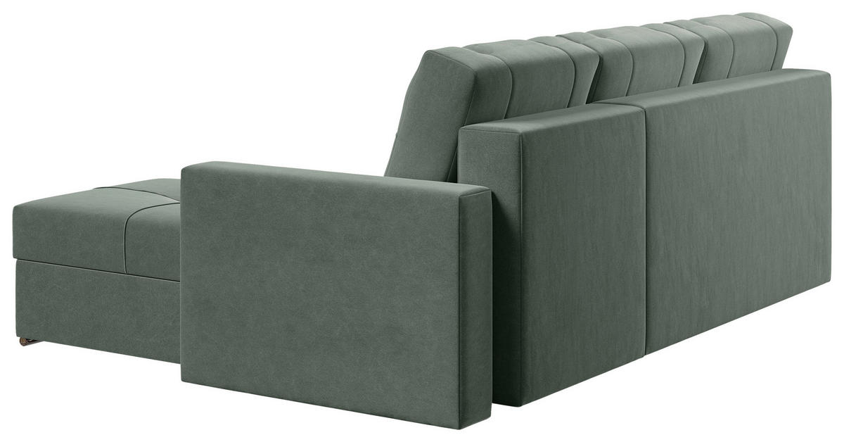 ECKSOFA Dunkelgrün Samt  - Chromfarben/Dunkelgrün, KONVENTIONELL, Kunststoff/Textil (233/140cm) - Carryhome