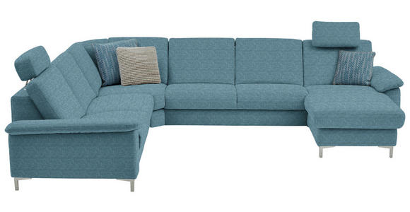 WOHNLANDSCHAFT  in Chenille Blau  - Blau/Alufarben, Design, Textil/Metall (265/333/170cm) - Dieter Knoll