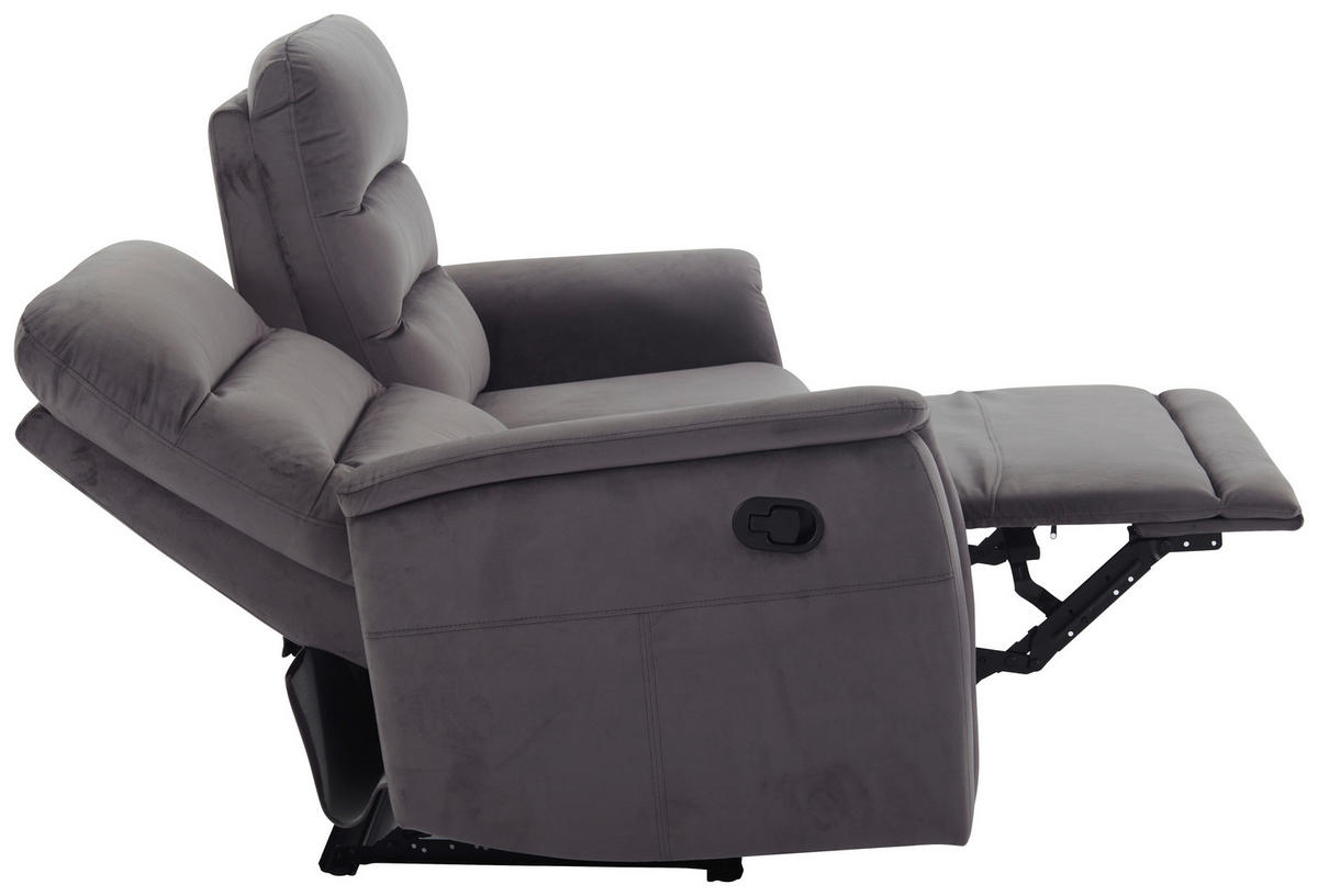 SITZGARNITUR Velours Grau  - Schwarz/Grau, KONVENTIONELL, Textil/Metall - P & B