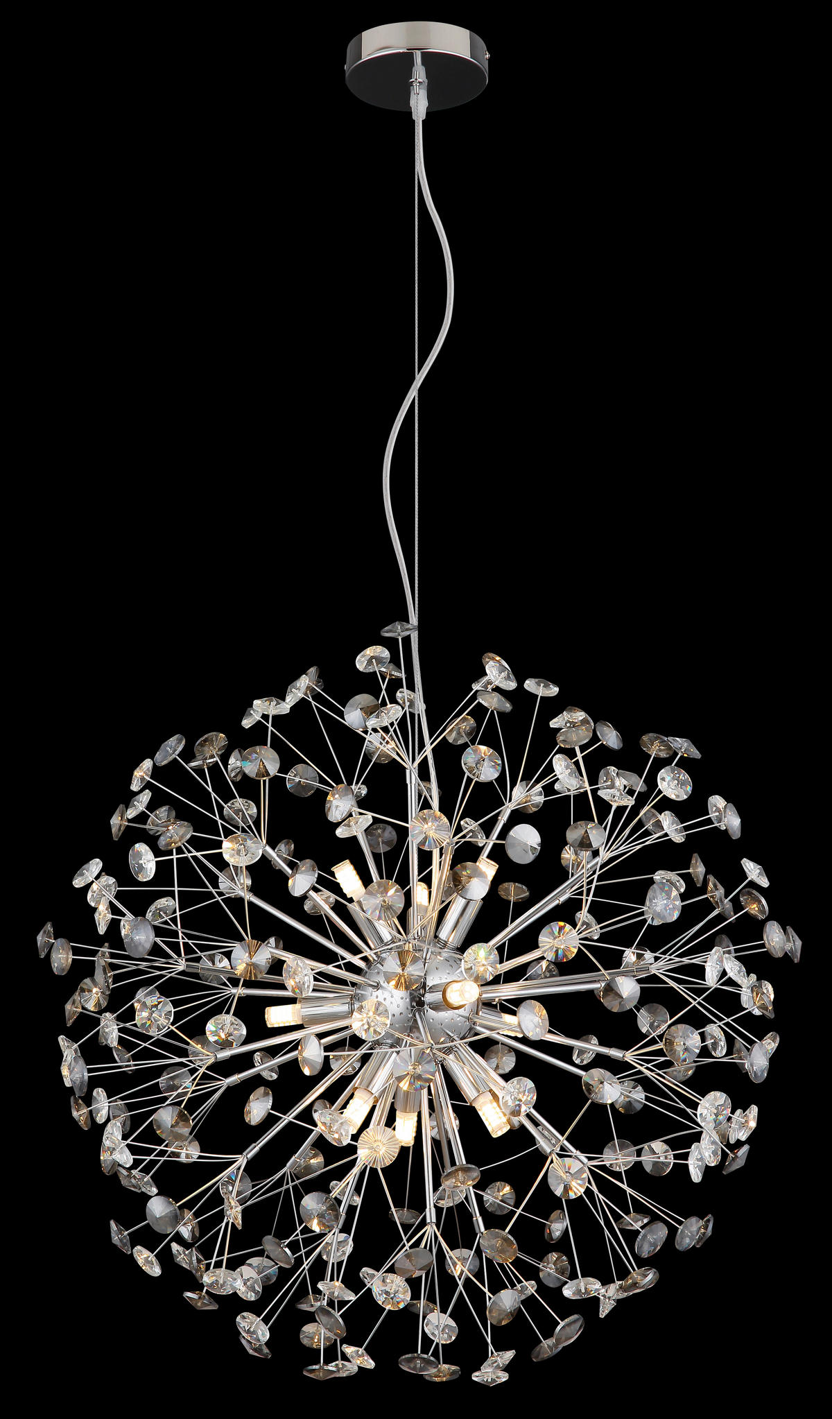 KRISTALL-HÄNGELEUCHTE 60/150 cm   - Klar/Chromfarben, LIFESTYLE, Glas/Kunststoff (60/150cm) - Globo
