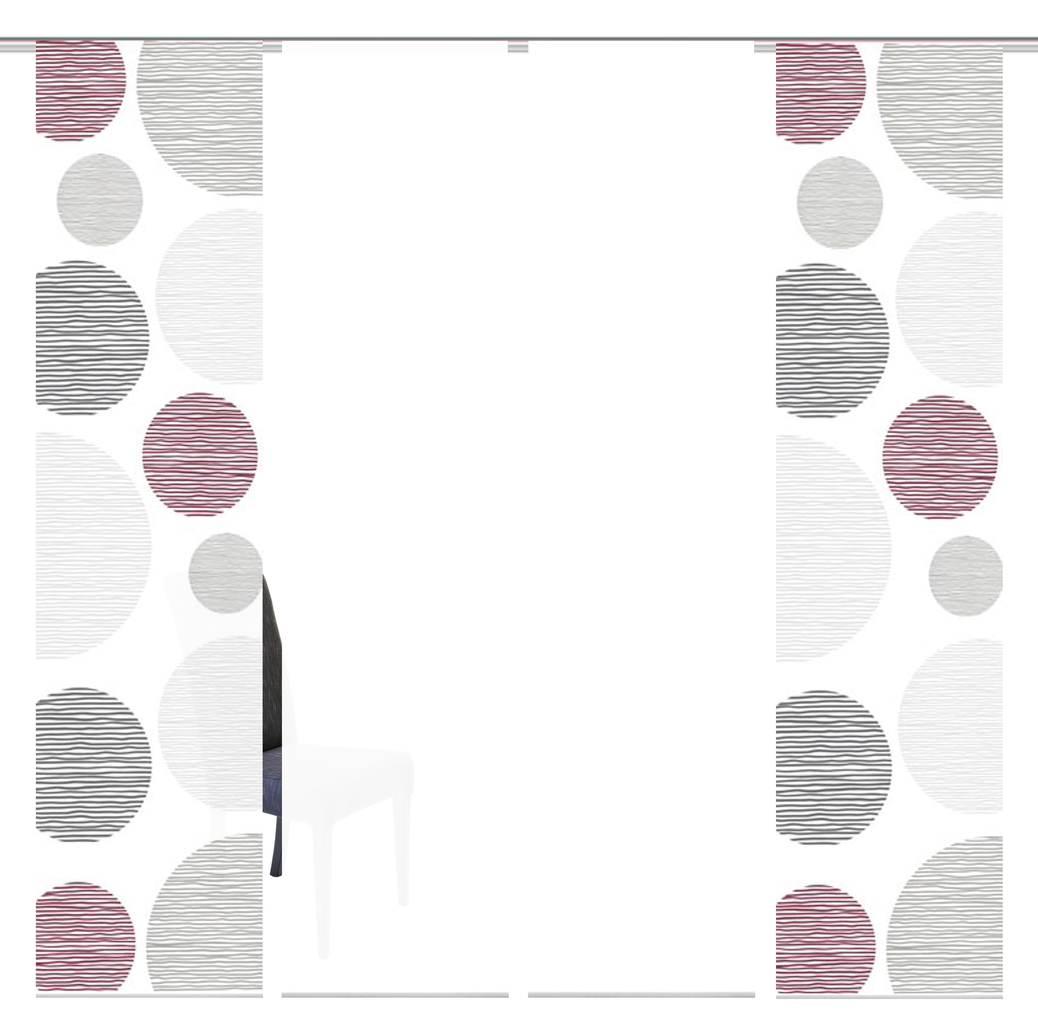 FLÄCHENVORHANG 4ER SET   halbtransparent   4x60/245 cm  - Bordeaux/Weiß, Design, Textil (4x60/245cm)