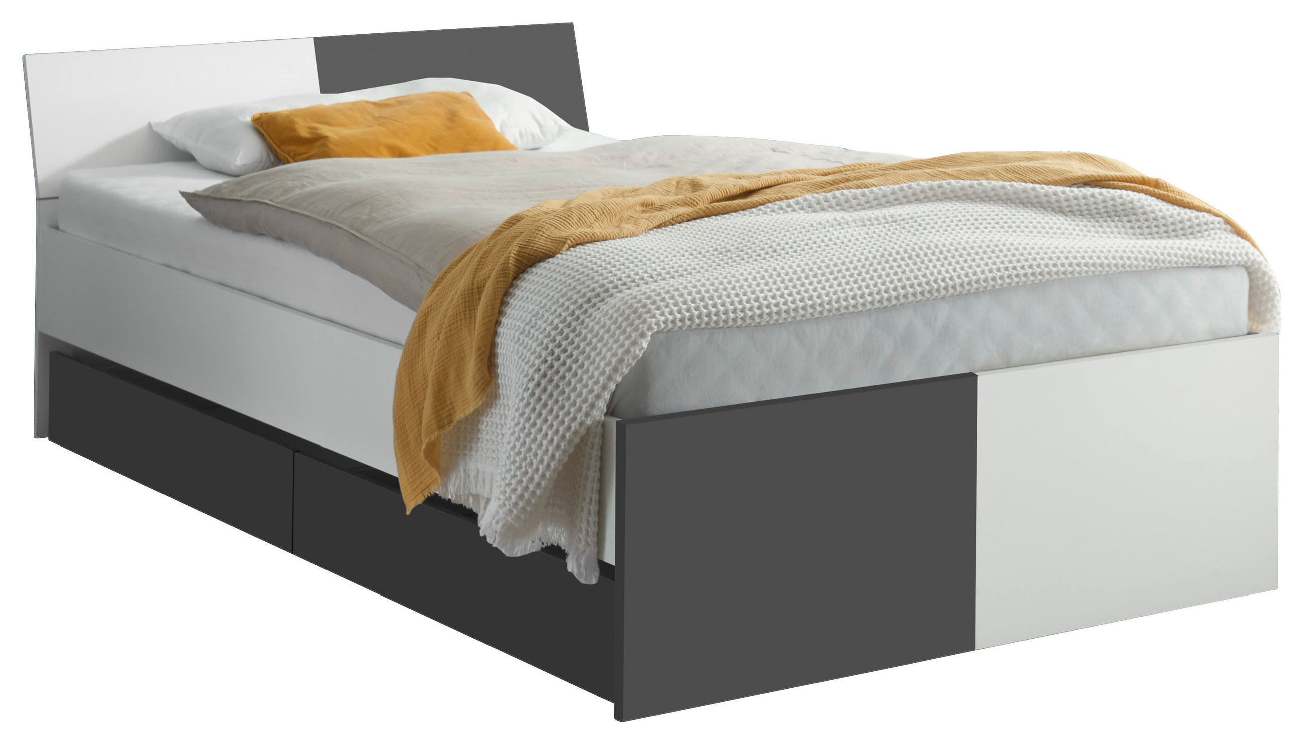 POSTEĽ PRE DETI A MLÁDEŽ 120/200 cm, grafitová, biela - čierna/biela, Modern, kompozitné drevo/plast (120/200cm) - Carryhome