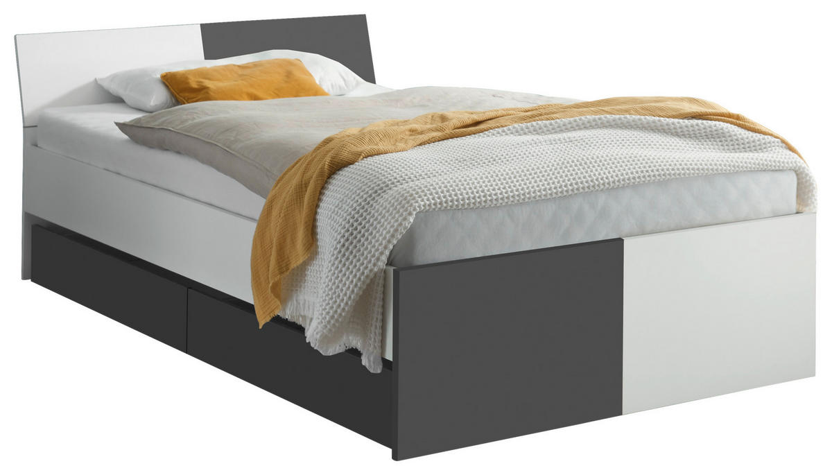 POSTEĽ PRE DETI A MLÁDEŽ 120/200 cm, grafitová, biela - čierna/biela, Modern, kompozitné drevo/plast (120/200cm) - Carryhome